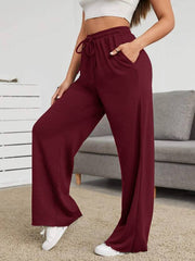 BASICS DRAWSTRING WAIST SLANT POCKET JOGGERS-WINE